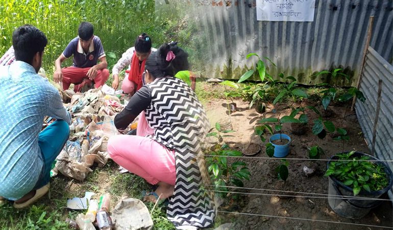 অপচনশীল বর্জ্য বিক্রি করে জামালপুর যুবফোরামের নার্সারি প্রতিষ্ঠা