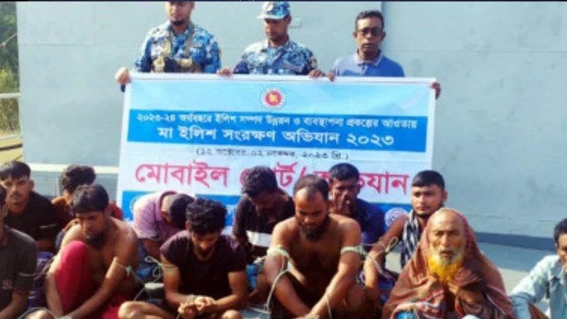 নিষেধাজ্ঞা অমান্য করে মা ইলিশ ধরায় ১২ জেলের কারাদণ্ড