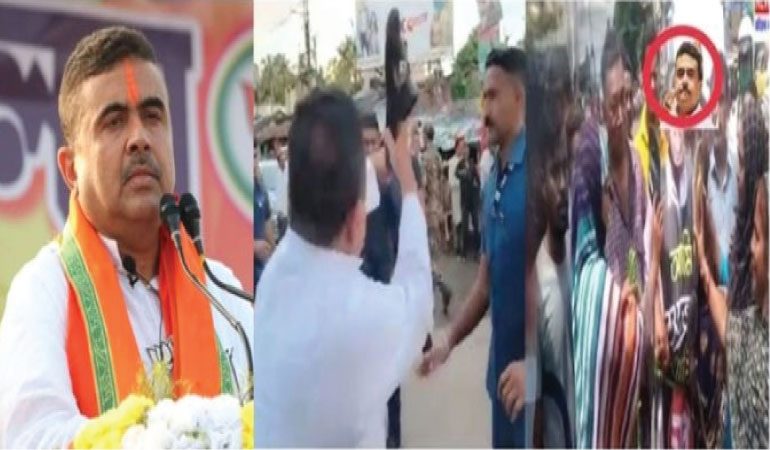 পার্লামেন্টে আপত্তিকর মন্তব্যের জেরে বিজেপি নেতা শুভেন্দুকে জুতোপেটা