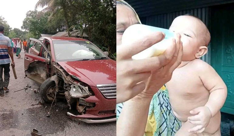 প্রাইভেকার-সিএনজি সংঘর্ষে গৃহবধূর মৃত্যু,বেঁচে রইল দুই শিশু