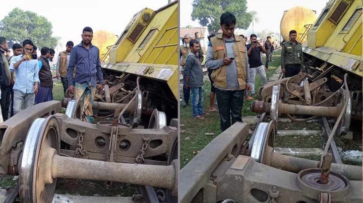 মাধবপুরে মালবাহী ট্রেনের বগি লাইনচ‍্যুত