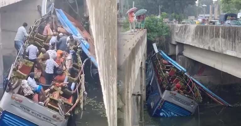 মানিকগঞ্জে নিয়ন্ত্রণ হারিয়ে যাত্রীবাহী বাস খাদে, নিহত ১