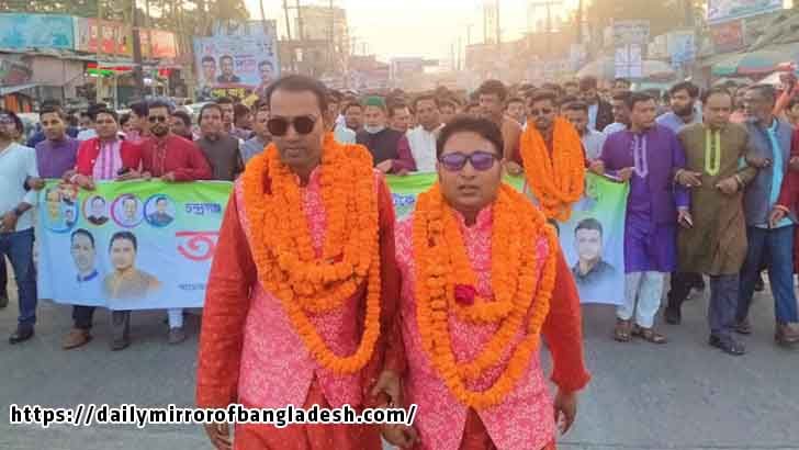 লক্ষ্মীপুরে ছাত্রলীগের আনন্দ মিছিলে নেতাকর্মীর ঢল