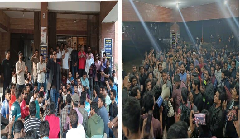 জাবিতে জাকসু নির্বাচনের তফসিল ঘোষণার দিনে পাল্টাপাল্টি অবস্থানে ছাত্রদল ও সাধারণ শিক্ষার্থীরা