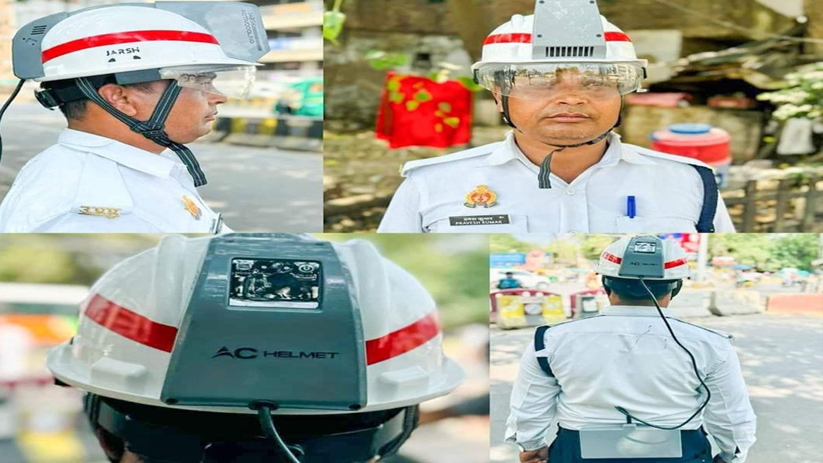 তীব্র গরমে ট্রাফিক পুলিশের মাথায় ‘এসি হেলমেট’