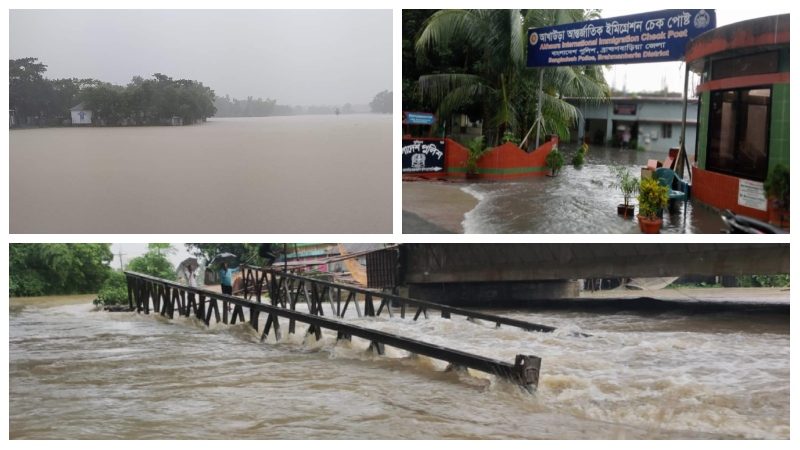 আখাউয়ায় পাহাড়ি ঢলে তলিয়ে গেল স্থলবন্দর