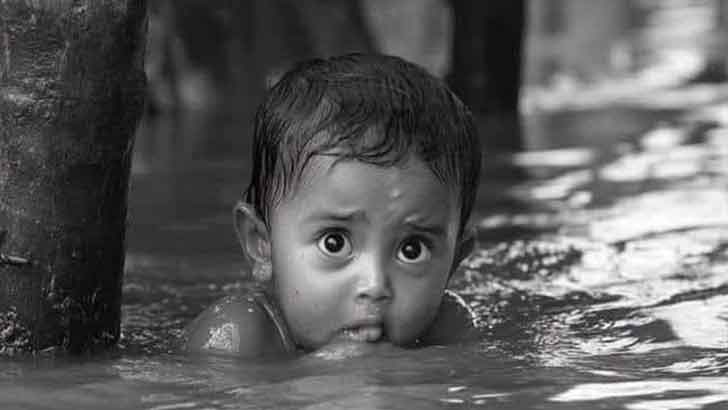 বন্যা ইস্যুতে ভাইরাল শিশুর ছবি সম্পর্কে যা জানা গেল