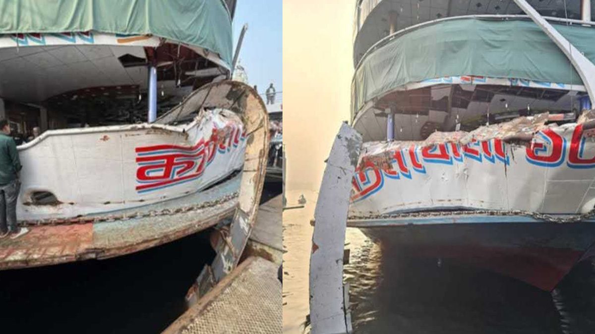 মেঘনায় যাত্রীবাহী দুই লঞ্চের মুখোমুখি সংঘর্ষ