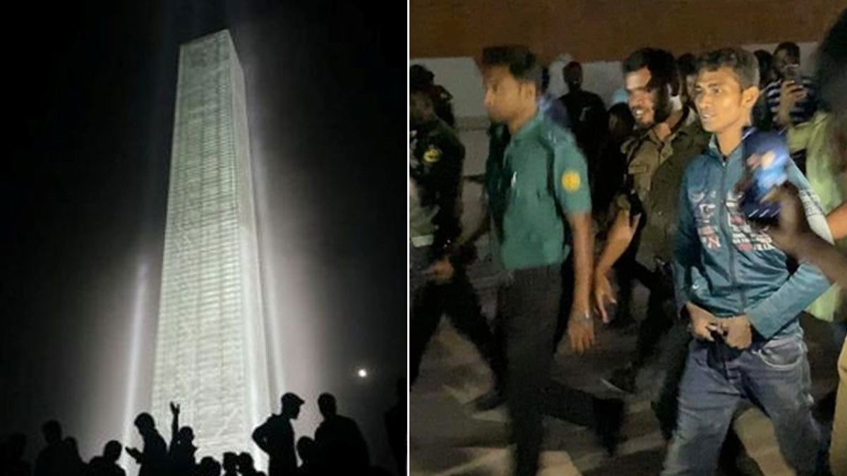 স্বাধীনতা স্তম্ভের চূড়ায় উঠে পড়ল যুবক, অতঃপর..