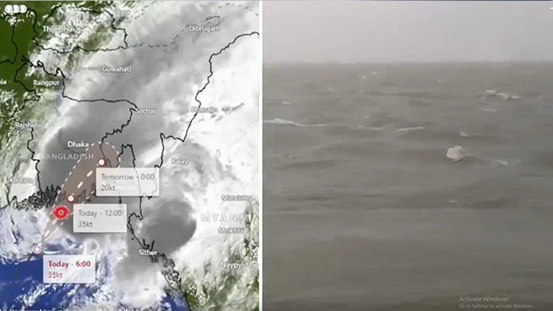 মোংলা-পায়রা উপকূল অতিক্রম করছে ঘূর্ণিঝড় ‘মিধিলি’