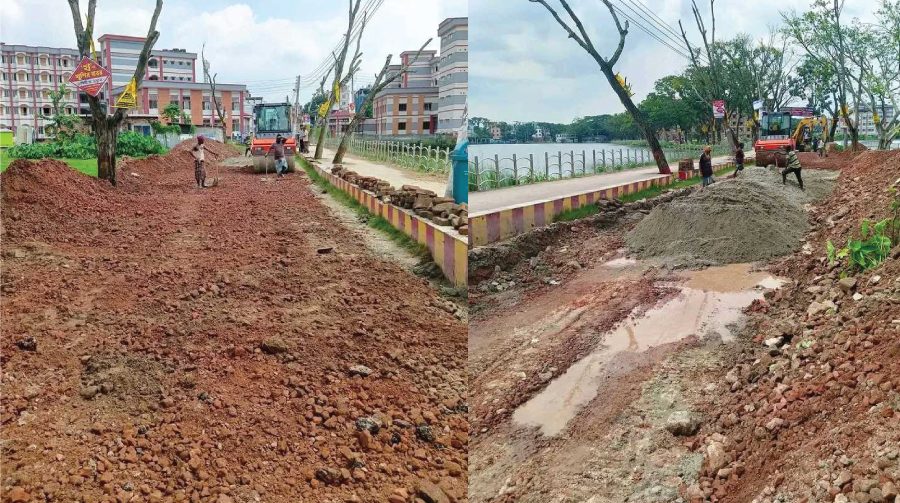 অবশেষে আশেক মাহমুদ কলেজের রাস্তার সংস্কার কাজ শুরু