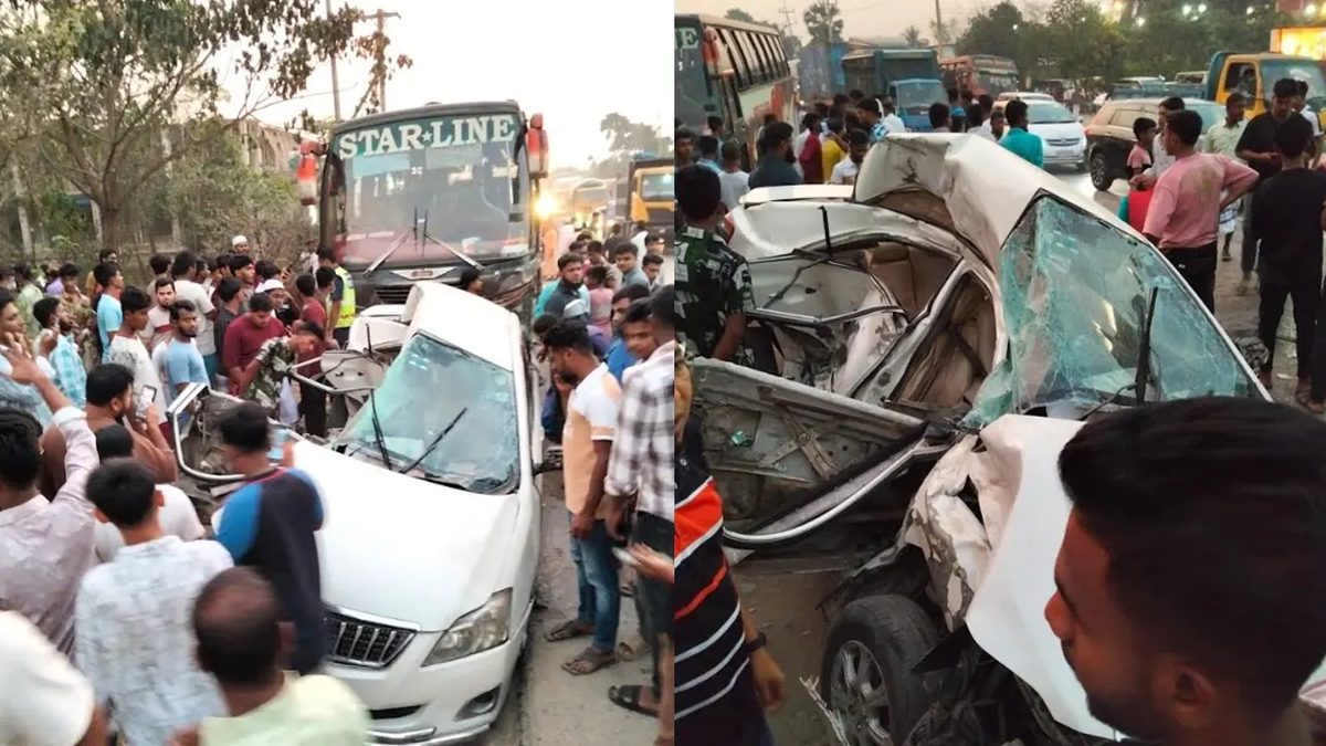 বাস-প্রাইভেটকার সংঘর্ষে একই পরিবারের চারজনসহ নিহত ৫