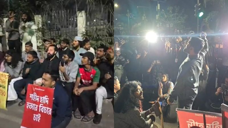যমুনার সামনে শহিদ হাদির স্ত্রীসহ ইনকিলাব মঞ্চের অবস্থান