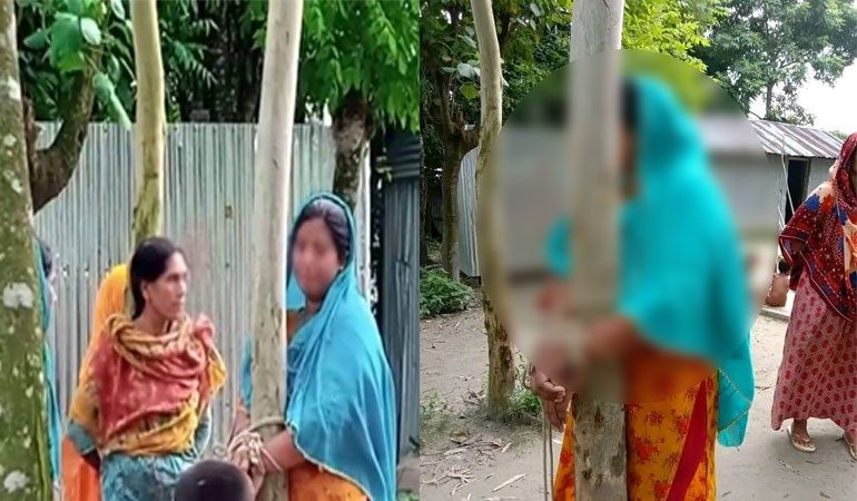 জামালপুরে গাছের সাথে বেধে গৃহবধু‌কে নির্যাতন, জা-আটক