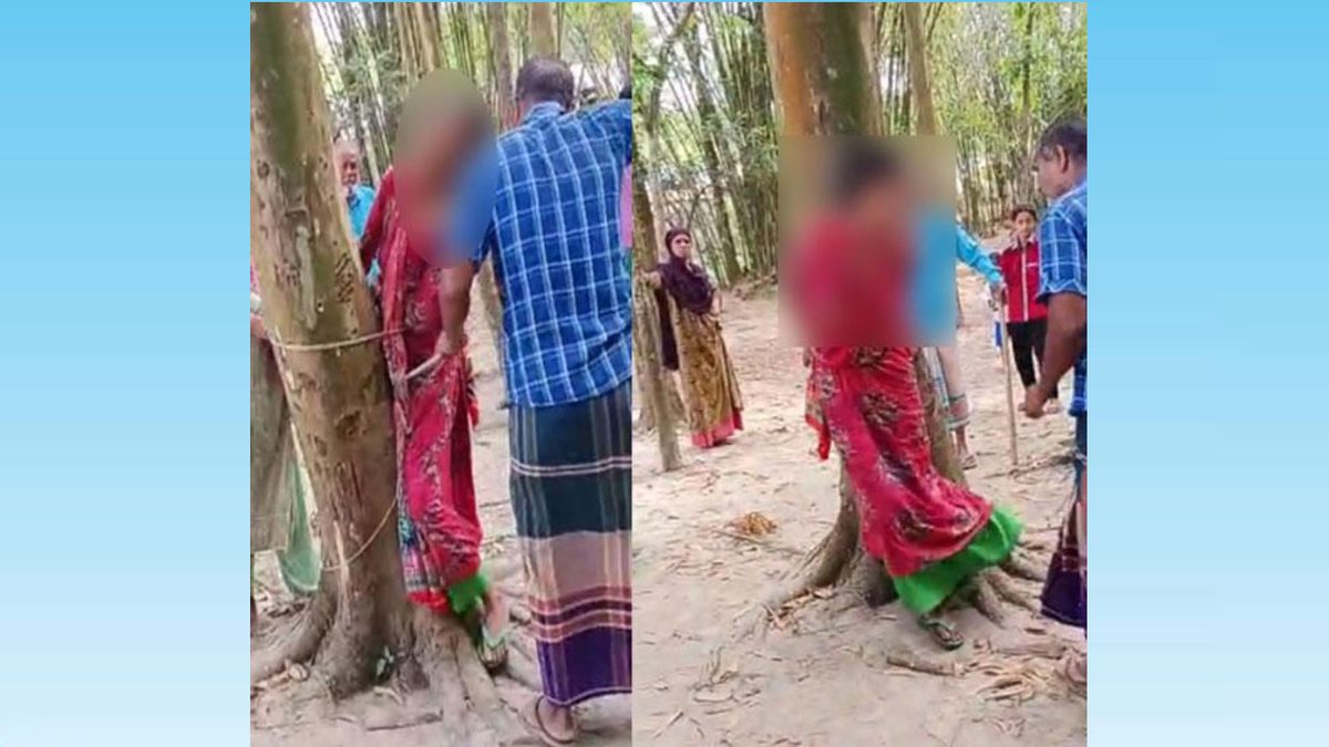 চুরির অভিযোগে স্ত্রীকে গাছে বেঁধে পেটালেন স্বামী
