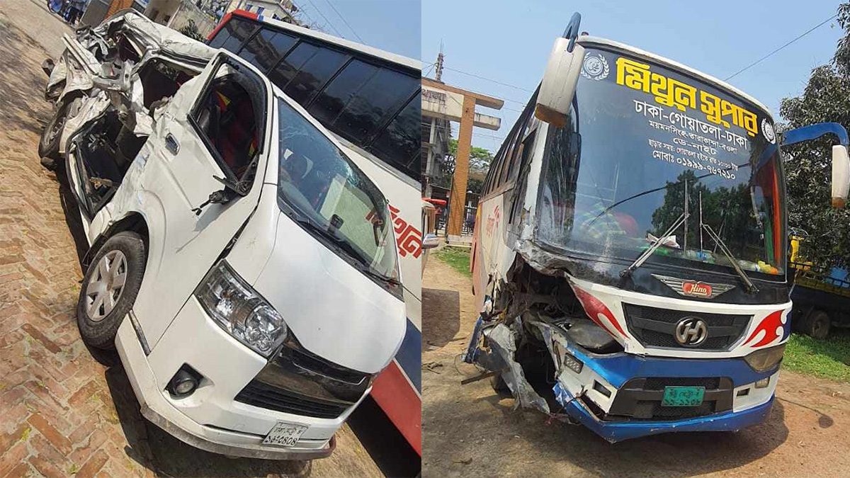 বাস-মাইক্রোবাস সংঘর্ষে ভাই-বোন নিহত, আহত বাবা-মা