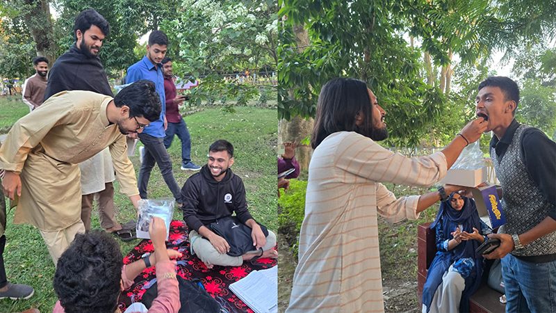 শেখ হাসিনার ফাঁসির রায়: রাকসু'র মিষ্টি বিতরণ