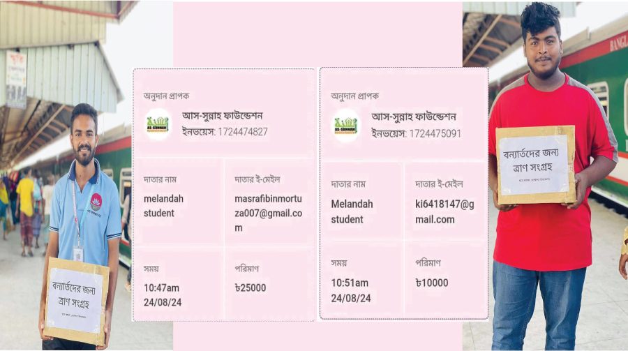 আস-সুন্নাহ ফাউন্ডেশনের মাধ্যমে বন্যার্তদের পাশে দাঁড়ালো মেলান্দহ ছাত্র সমাজ