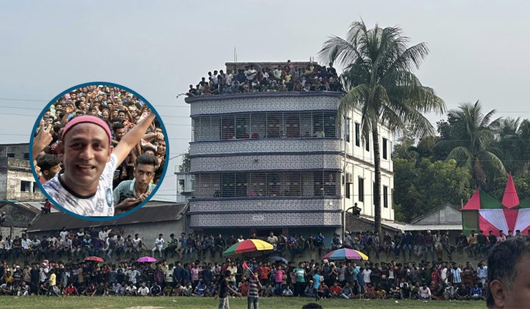 কুষ্টিয়ায় ব্যারিস্টার সুমনের খেলা দেখতে মানুষের ভিড়